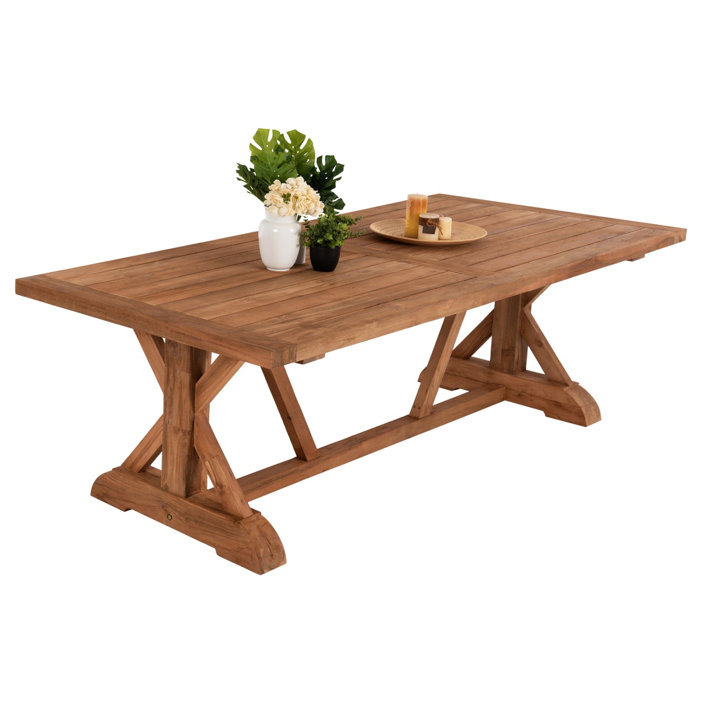 Dining Table Kronos Hm9535 Recycled Teak Wood In Natural Color 200x90x75hcm.