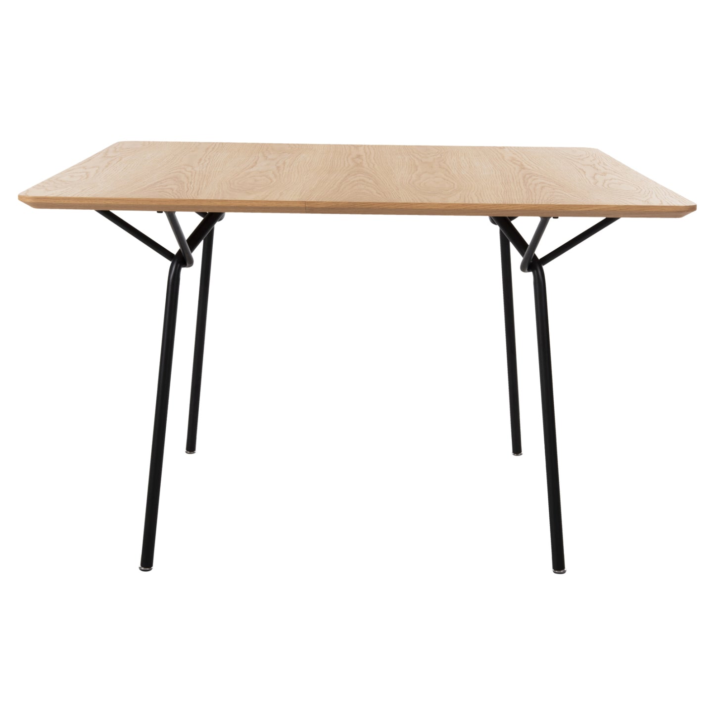 Dining Table Square Trenk Hm9614.01 Mdf With Oak Veneer In Natural-black Metal Legs 120x120x75hcm.