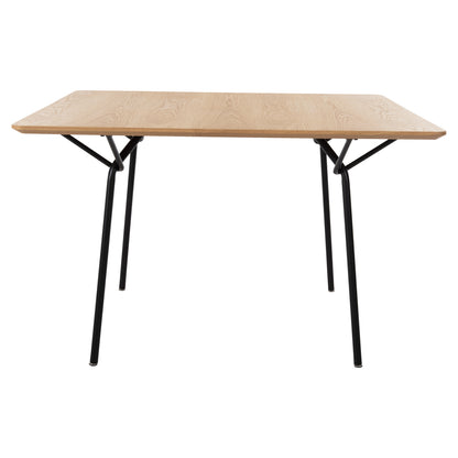 Dining Table Square Trenk Hm9614.01 Mdf With Oak Veneer In Natural-black Metal Legs 120x120x75hcm.