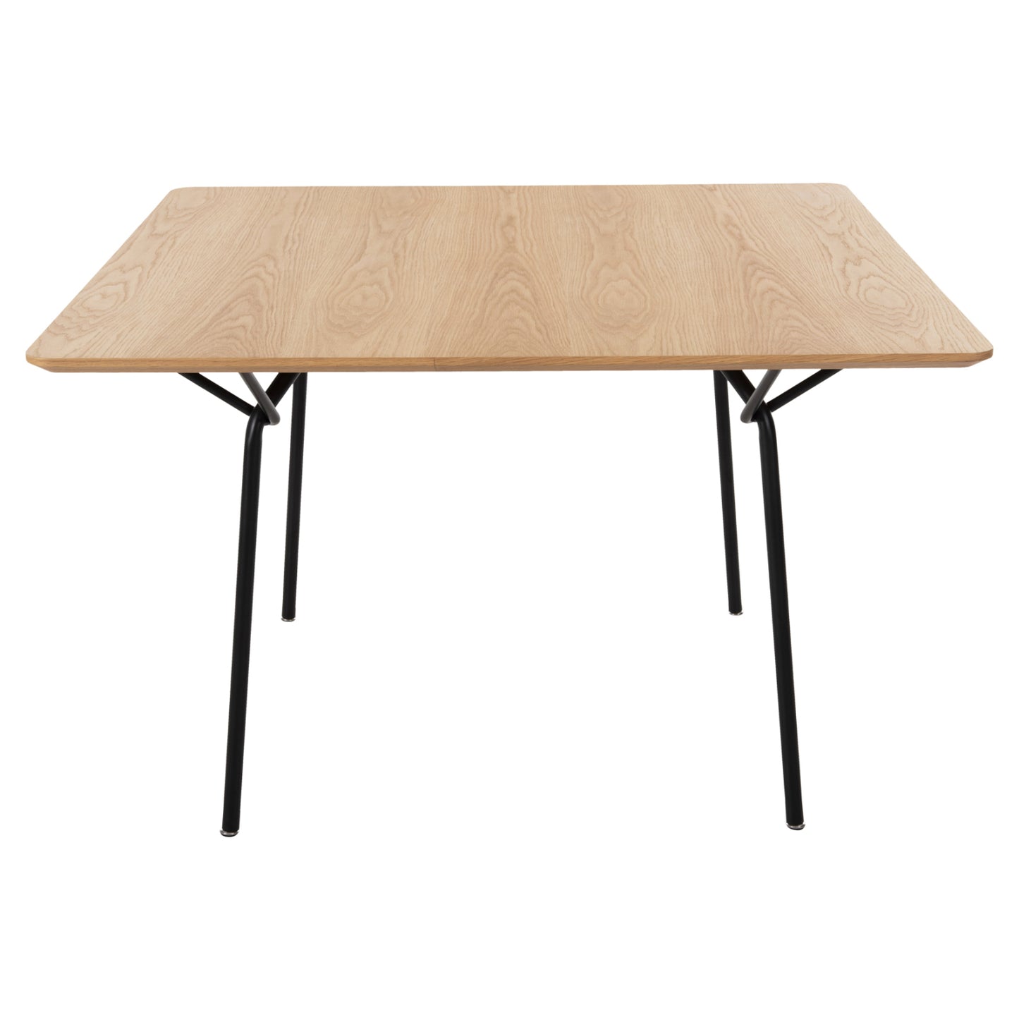 Dining Table Square Trenk Hm9614.01 Mdf With Oak Veneer In Natural-black Metal Legs 120x120x75hcm.