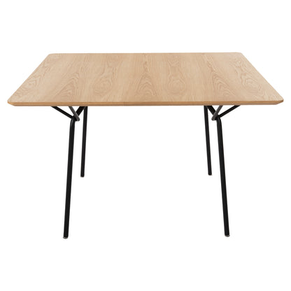 Dining Table Square Trenk Hm9614.01 Mdf With Oak Veneer In Natural-black Metal Legs 120x120x75hcm.