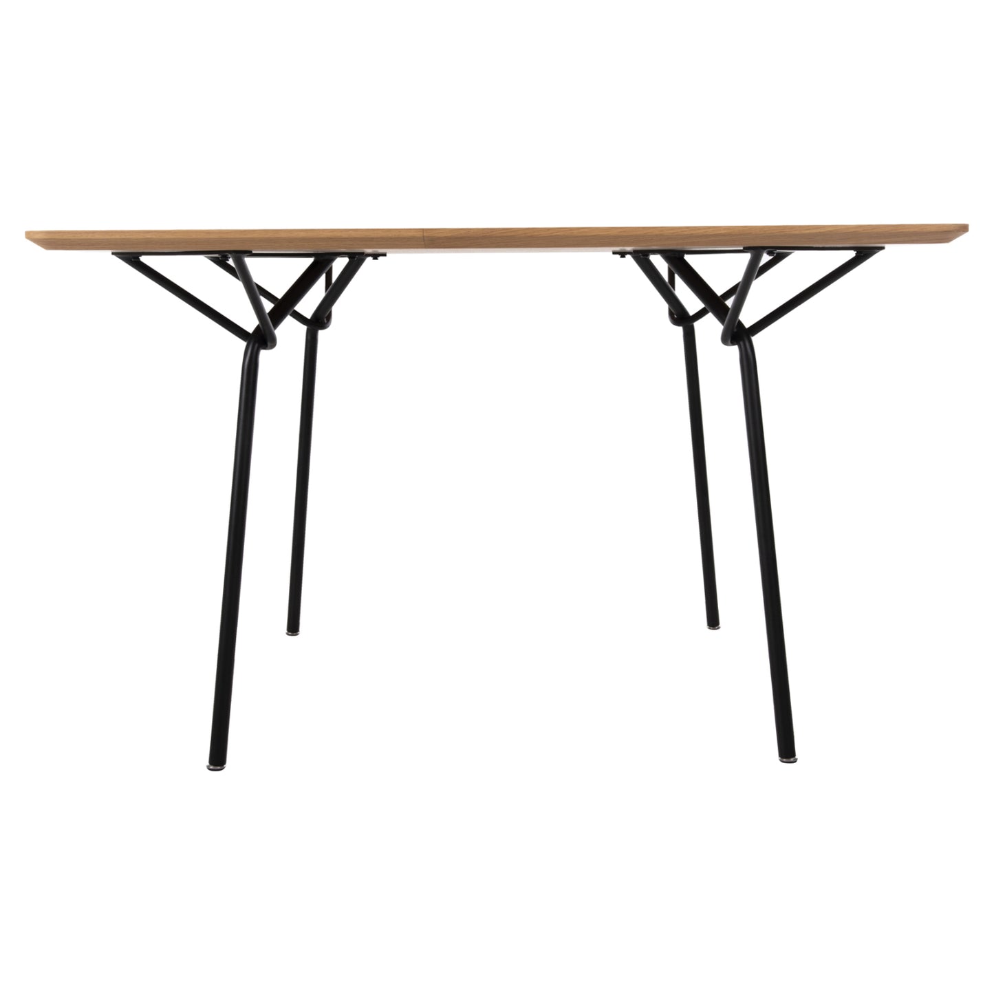 Dining Table Square Trenk Hm9614.01 Mdf With Oak Veneer In Natural-black Metal Legs 120x120x75hcm.