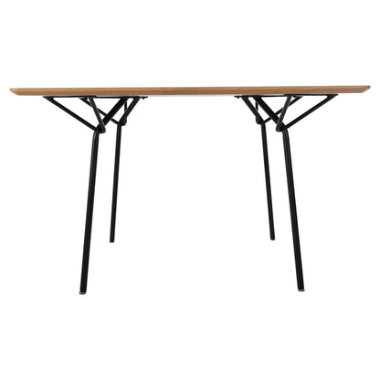 Dining Table Square Trenk Hm9614.01 Mdf With Oak Veneer In Natural-black Metal Legs 120x120x75hcm.