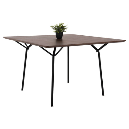 Dining Table Square Trenk Hm9614.02 Mdf With Oak Veneer In Walnut-black Metal Legs 120x120x75hcm.