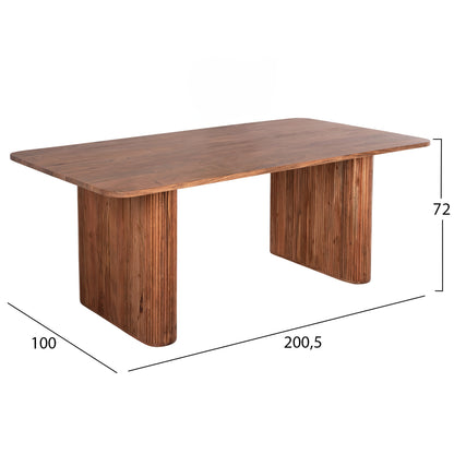 Dining Table Groot Hm9683 Solid Acacia Wood In Natural 200,5x100x72hcm.