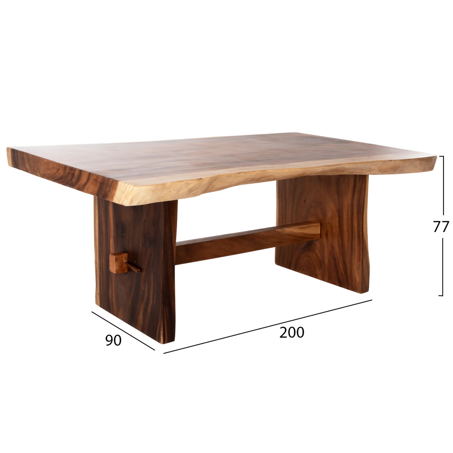 Dining Table Ulyses Hm9757 Solid Suar Wood In Natural Coloring 200x90x77hcm.