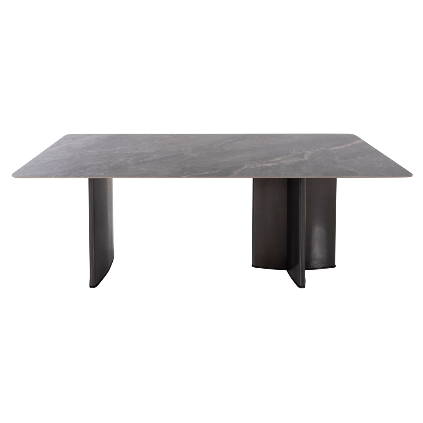 Dining Table Heff Hm9766.01 Ceramic 12mmtop In Black Marble-mdf Frame-fblack Metal Legs 200x100x76hcm.