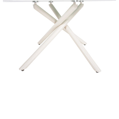Dining Table Prentis Hm9770.01 Ceramic 12mm Top In White Marble-white Metal Legs 180x90x76hcm.