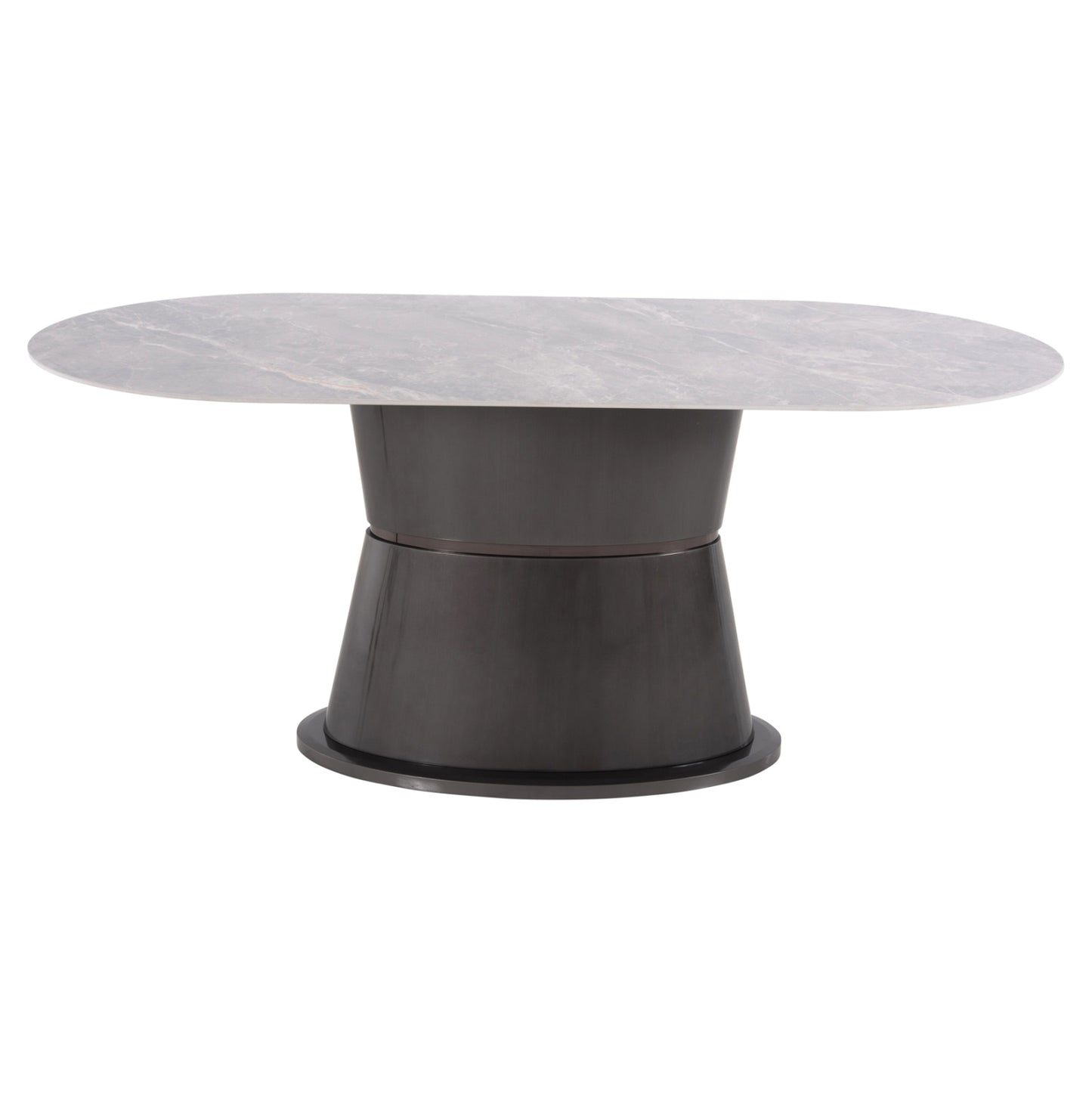 Dining Table Bent Hm9773.01 Ceramic In Grey Marble-mdf Base In Anthracite 180x90x76hcm.