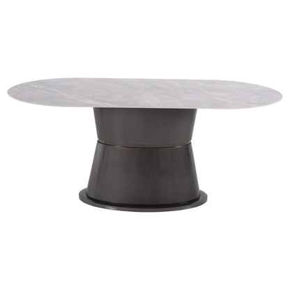Dining Table Bent Hm9773.01 Ceramic In Grey Marble-mdf Base In Anthracite 180x90x76hcm.
