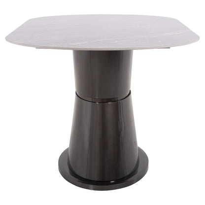 Dining Table Bent Hm9773.01 Ceramic In Grey Marble-mdf Base In Anthracite 180x90x76hcm.