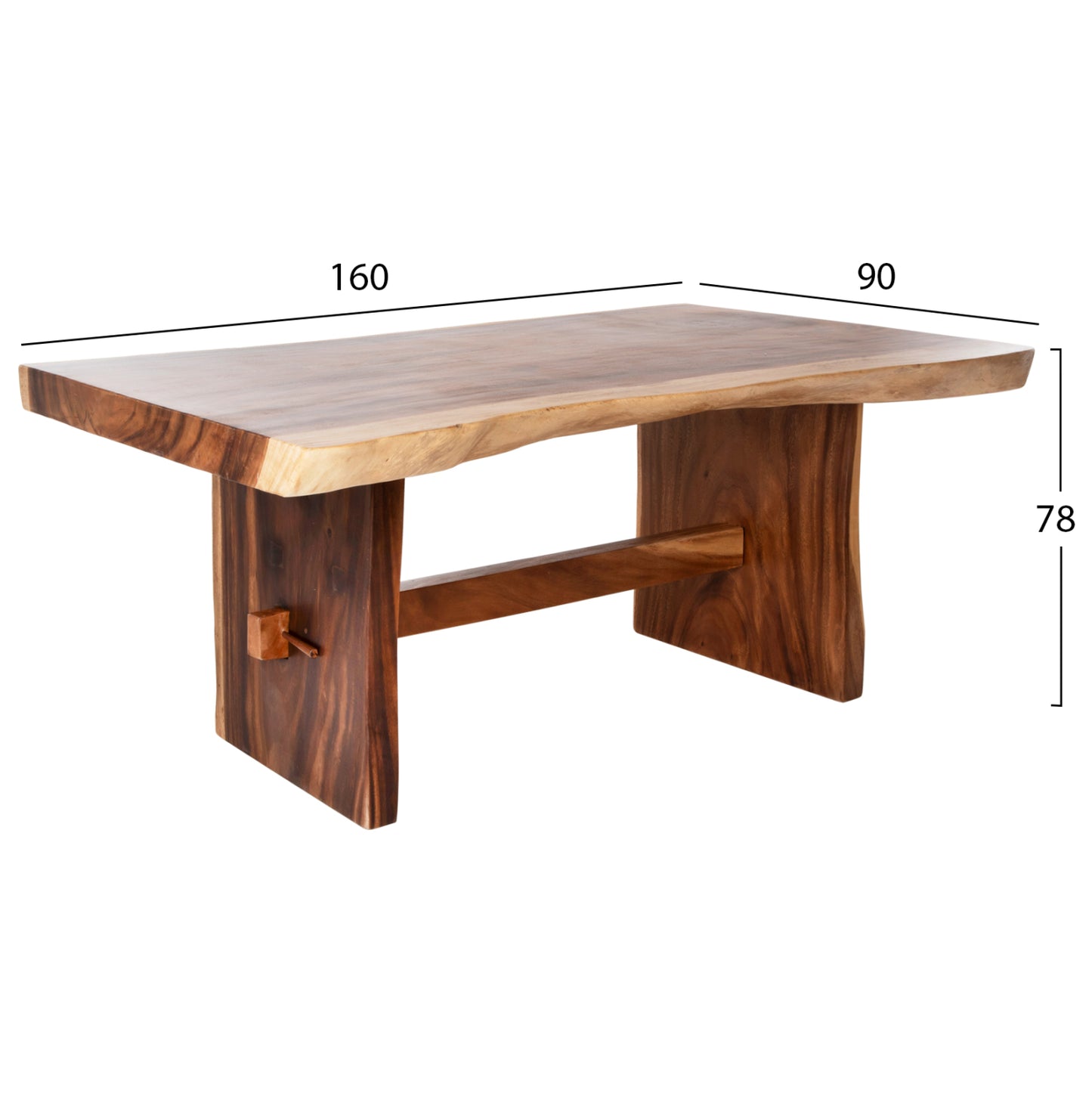Dining Table Ulyses Hm9888 Solid Suar Wood In Natural-9cm Top Thickness 160x90x78hcm.