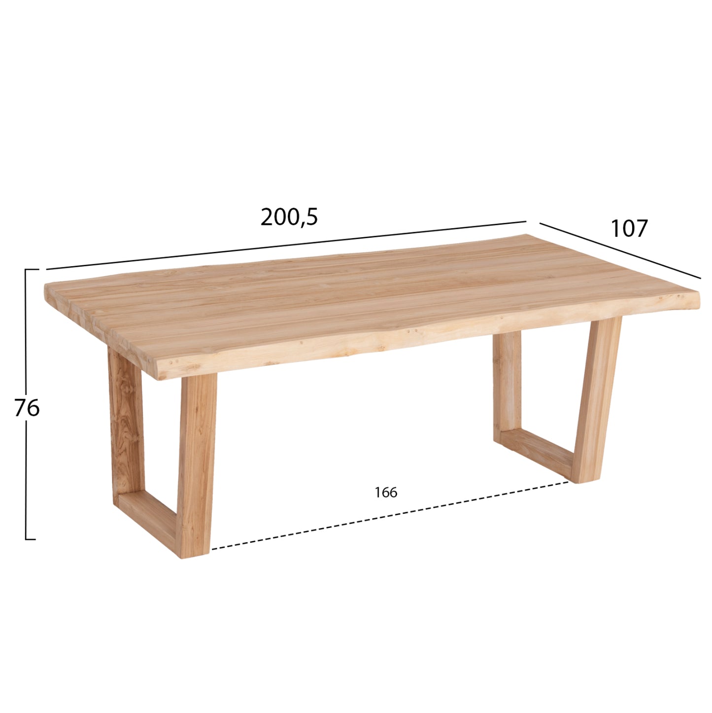 Dining Table Leopold Hm9933.02 Solid Teak Wood-light Natural Color 200,5x107x76hcm.