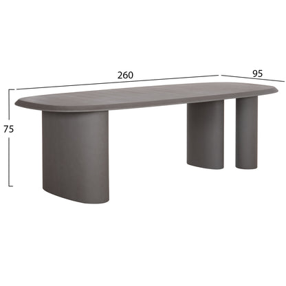 Dining Table Oval Glen Hm6598.01 Fiber Cement In Grey 260x95x75hcm