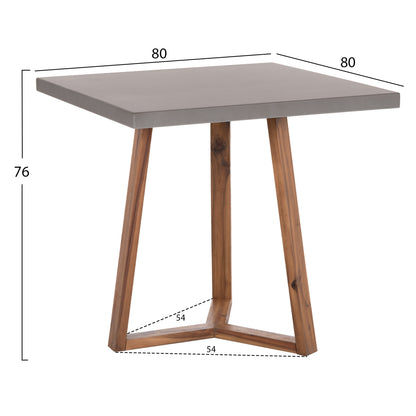 Dining Table Square Privo Hm6602.01 Grey Fiber Cement--acacia Wood 80x80x76hcm.