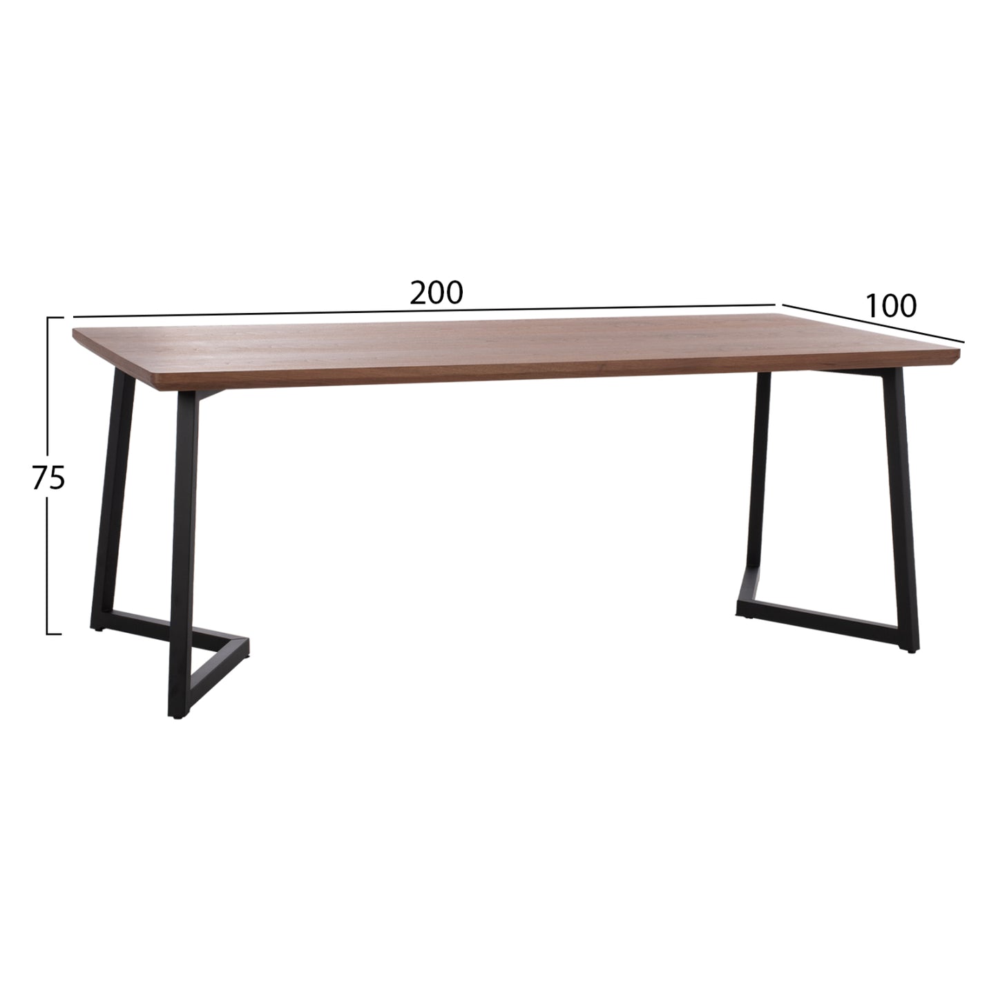 Dining Table Jay Hm9304.02 Mdf Top Walnut Veneer Metal Legs 200x100x75h