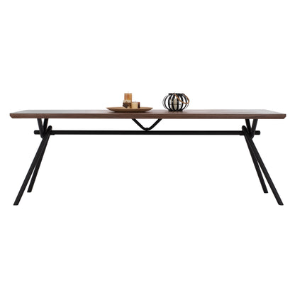 Dining Table Mandy Hm9303.02 Mdf Top With Walnut Wood Veneer Metal Legs 220x90x75h