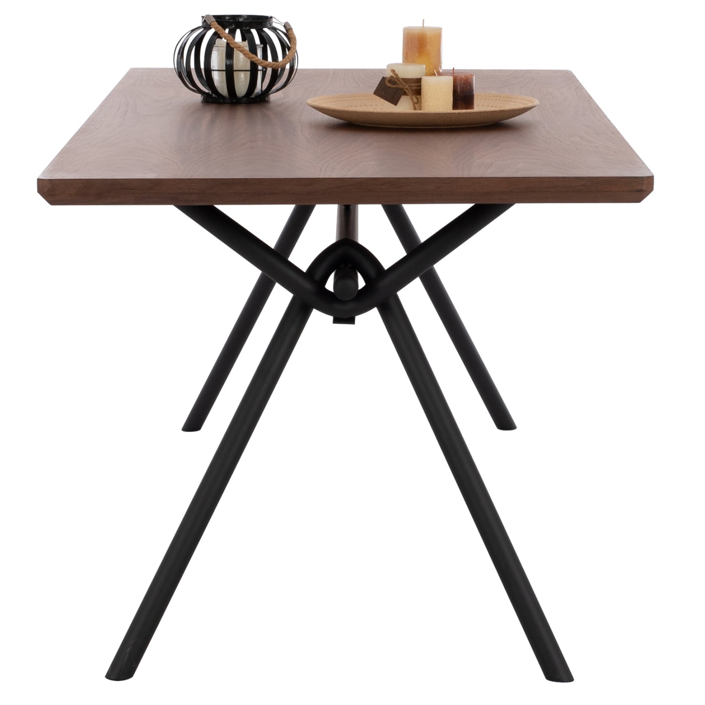 Dining Table Mandy Hm9303.02 Mdf Top With Walnut Wood Veneer Metal Legs 220x90x75h