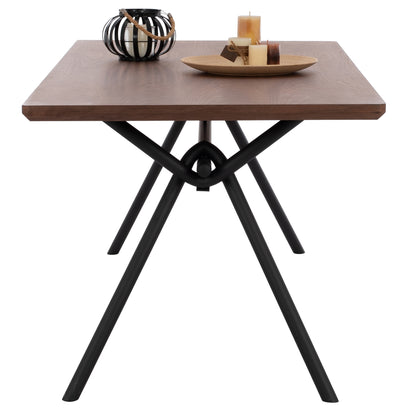 Dining Table Mandy Hm9303.02 Mdf Top With Walnut Wood Veneer Metal Legs 220x90x75h