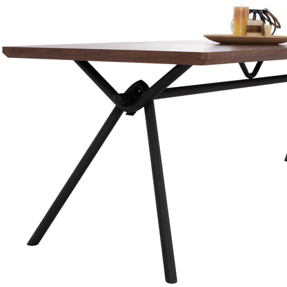 Dining Table Mandy Hm9303.02 Mdf Top With Walnut Wood Veneer Metal Legs 220x90x75h