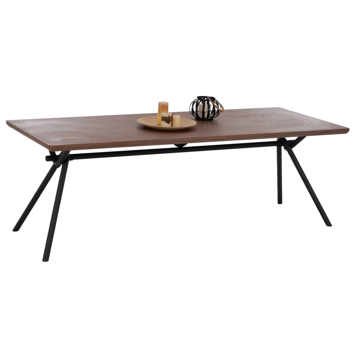 Dining Table Mandy Hm9303.02 Mdf Top With Walnut Wood Veneer Metal Legs 220x90x75h