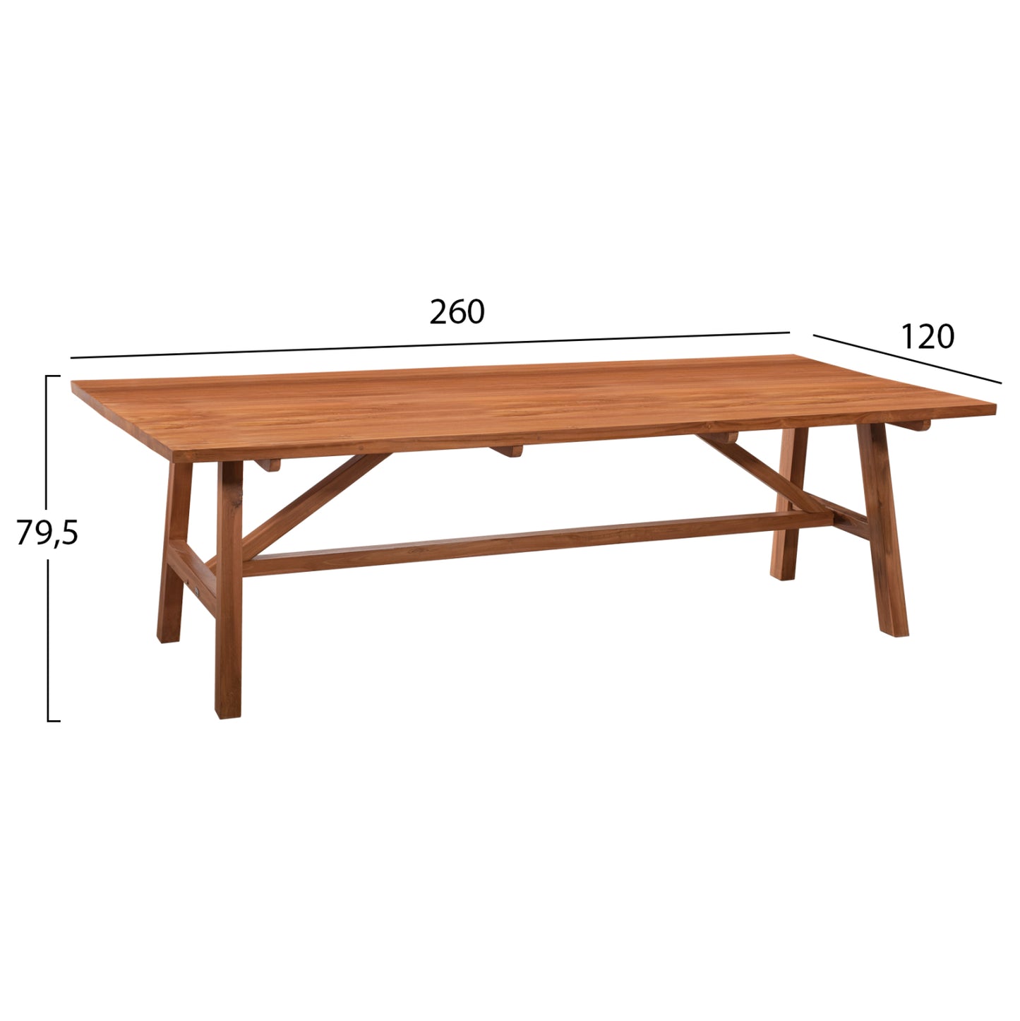 Dining Table Groove Hm9453.01 In Walnut Color Made Of Teak Wood 260x120x79,5hcm.