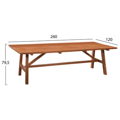 Dining Table Groove Hm9453.01 In Walnut Color Made Of Teak Wood 260x120x79,5hcm.
