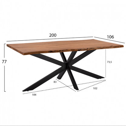 Dining Table 200x85-110x77 Montana Superior 3.5 Thickness Solid Acacia  Hm8716.11