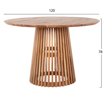 Dining Table Frantz Hm9388.01 Solid Mindi Natural Round D120Χ78h Cm