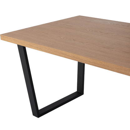 Dining Table Astoria Hm9012 Mdf Top With Oak Wood Veneer Metal Legs Rustic Style 180x90x75h