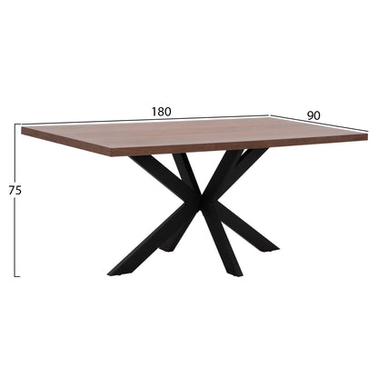 Dining Table Sari Hm9311.02 Mdf Top With Walnut Wood Veneer Rustic Style 180x90x75hεκ.