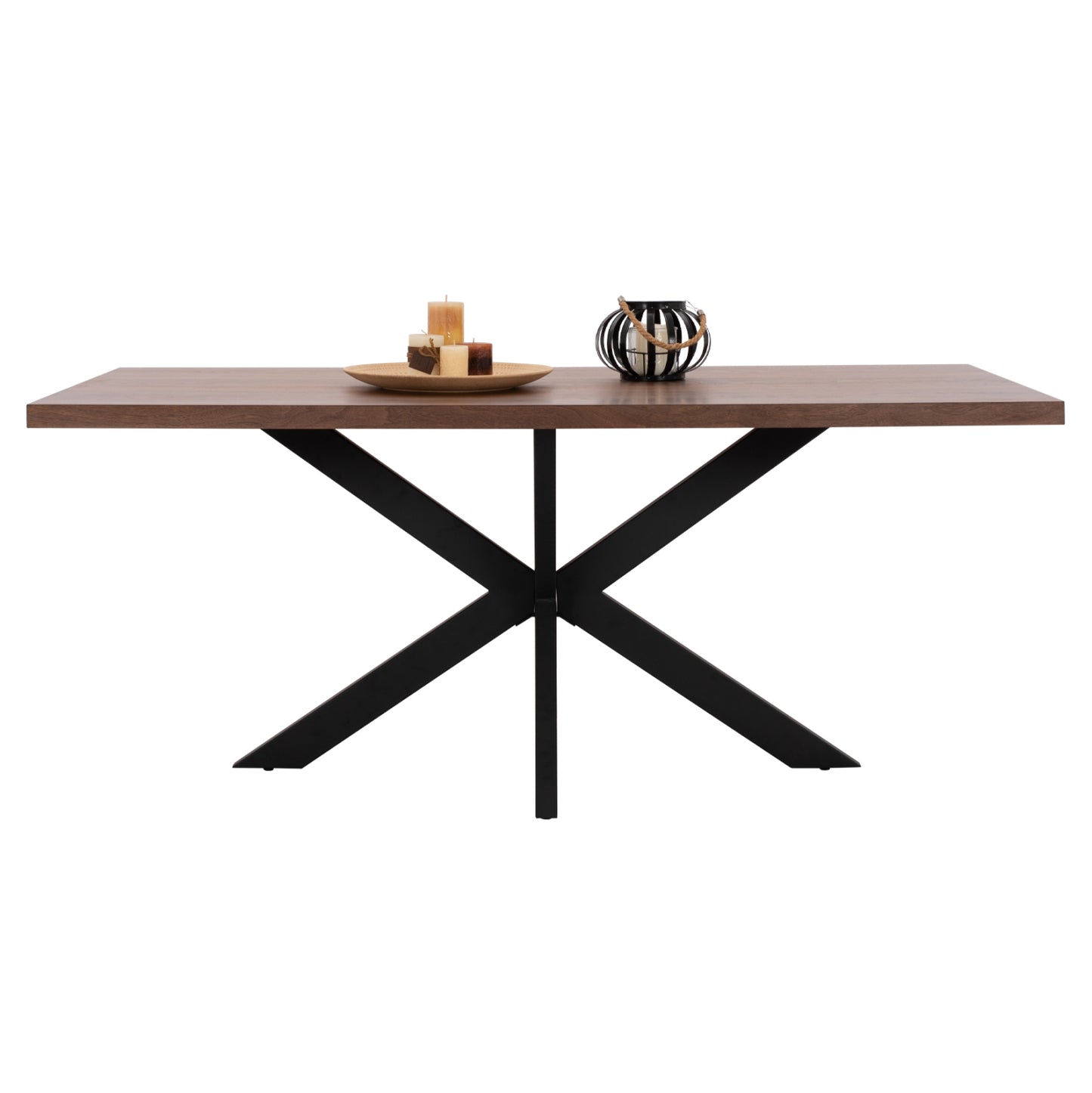 Dining Table Sari Hm9311.02 Mdf Top With Walnut Wood Veneer Rustic Style 180x90x75hεκ.