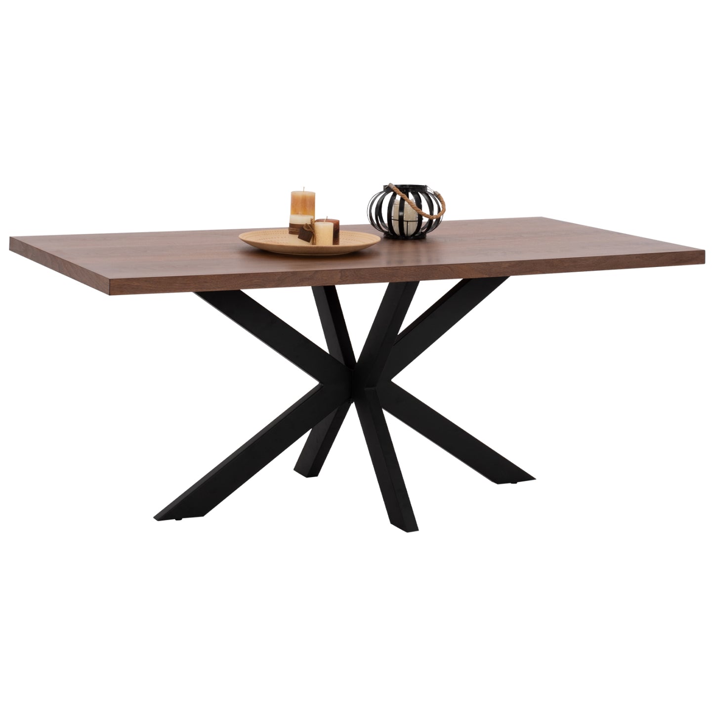 Dining Table Sari Hm9311.02 Mdf Top With Walnut Wood Veneer Rustic Style 180x90x75hεκ.