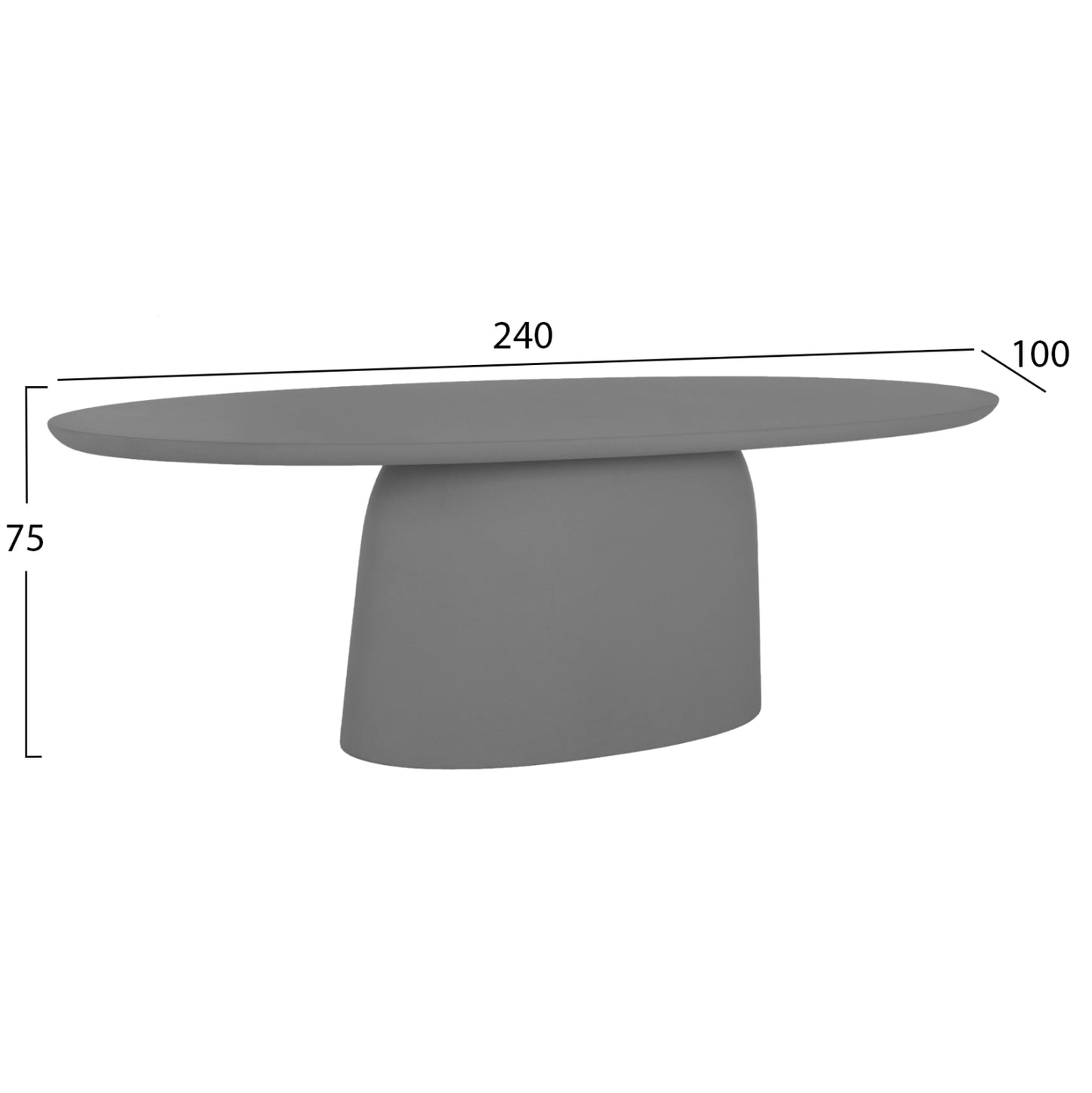Oval Dining Table Breccan Hm6577.01 Grey Fiber Cement 240x100x75hcm.
