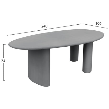 Dining Table Oval Volpe Hm6599.01 Fiber Cement In Grey 240x100x75hcm