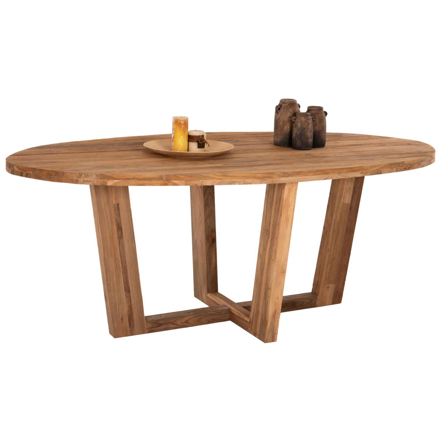 Dining Table In Oval Shape Hm9558 Recycled Teak Wood 209x109x80hcm.