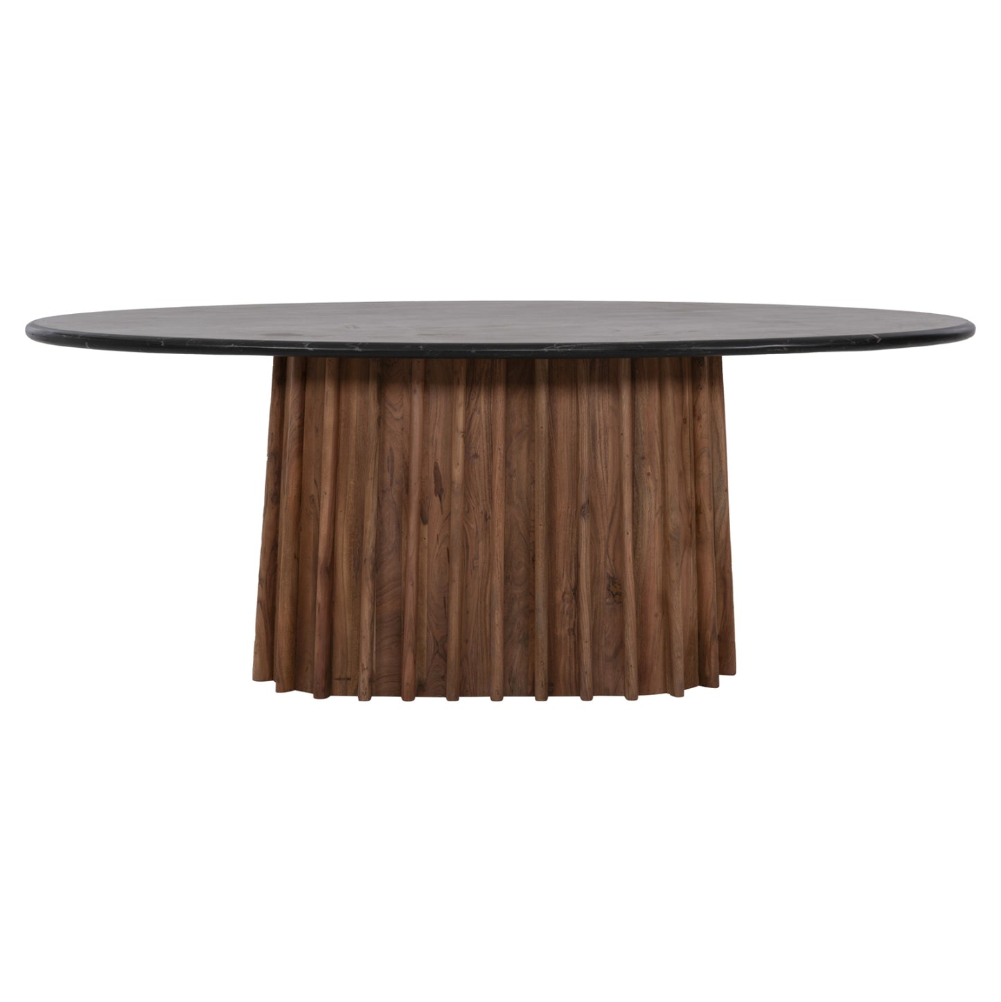 Dining Table Oval Draxx Hm9689 Solid Acacia Wood-black Marble Top 200x100x76hcm.