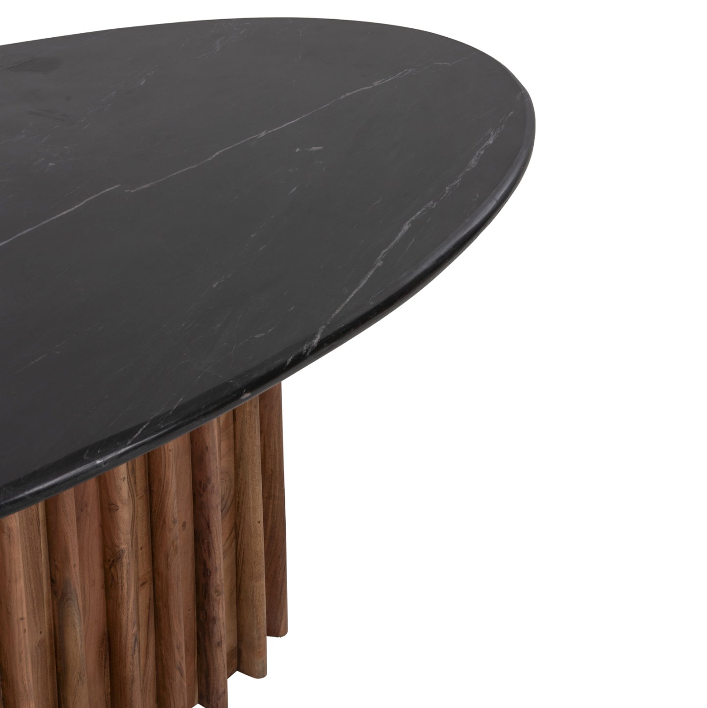 Dining Table Oval Draxx Hm9689 Solid Acacia Wood-black Marble Top 200x100x76hcm.