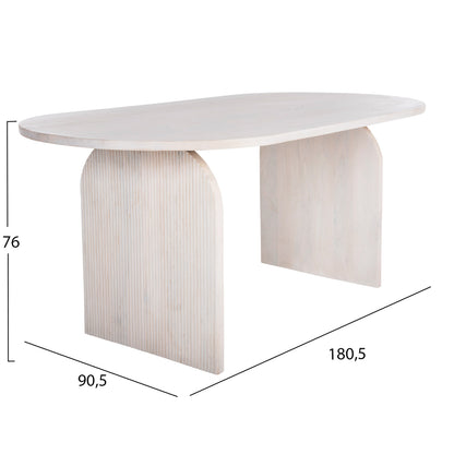 Dining Table Oval Honky Hm9690 Solid Mango Wood In White 180,5x90,5x76hcm.