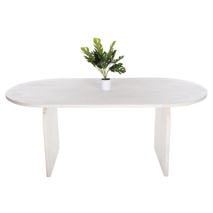 Dining Table Oval Honky Hm9690 Solid Mango Wood In White 180,5x90,5x76hcm.