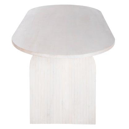 Dining Table Oval Honky Hm9690 Solid Mango Wood In White 180,5x90,5x76hcm.
