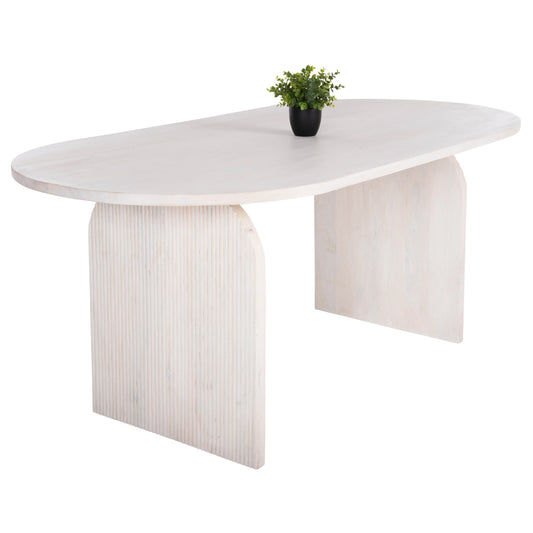 Dining Table Oval Honky Hm9690 Solid Mango Wood In White 180,5x90,5x76hcm.