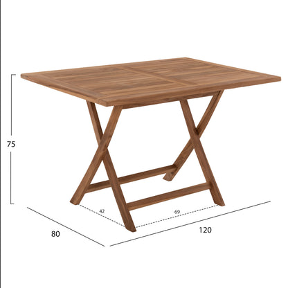 Outdoor Dining Table Kendall Hm9542 Foldable-teak In Natural Color 120x80x75hcm.