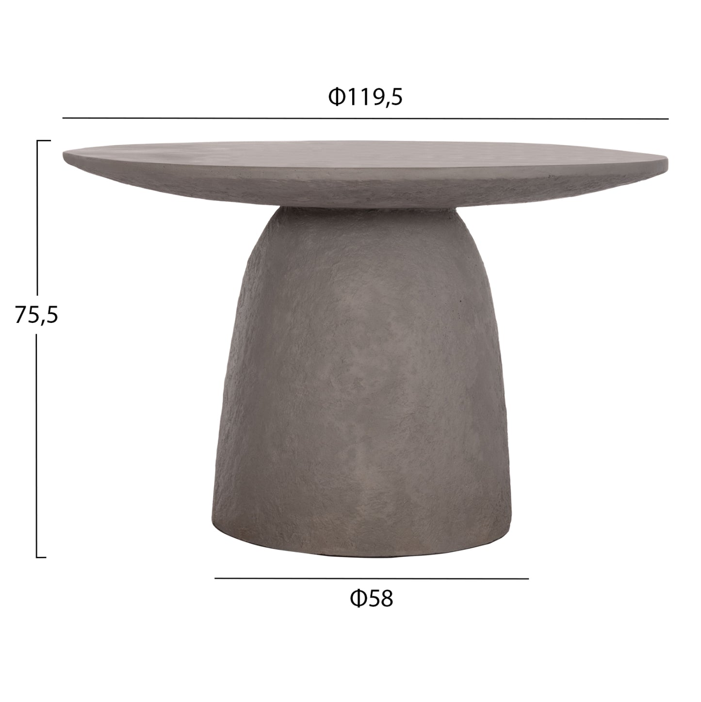 Dining Table Round Seppo Hm18154.03 Fiber Cement In Grey--Φ119,5x75,5hcm.