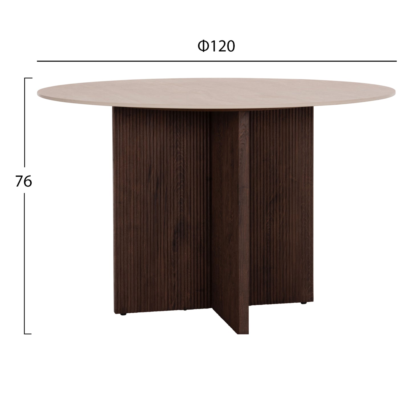 Dining Table Round Sky Hm18331 Ceramic Top In Travertine Stone Look Φ120x76hcm.