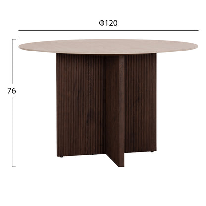 Dining Table Round Sky Hm18331 Ceramic Top In Travertine Stone Look Φ120x76hcm.