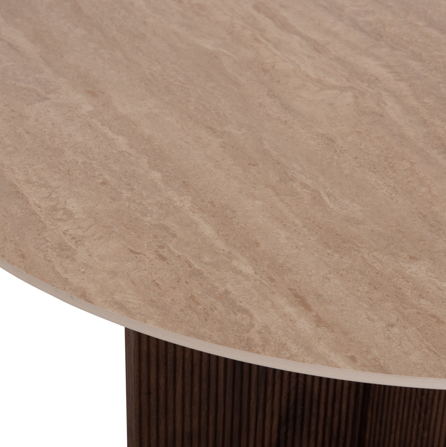 Dining Table Round Sky Hm18331 Ceramic Top In Travertine Stone Look Φ120x76hcm.