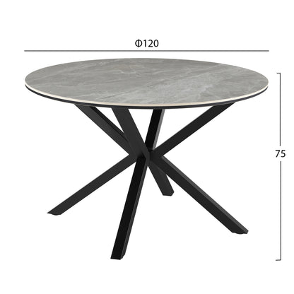 Dining Table Round Eragon Hm18460.03 Sintered Stone Top In Grey Marble Color Φ120x75hcm