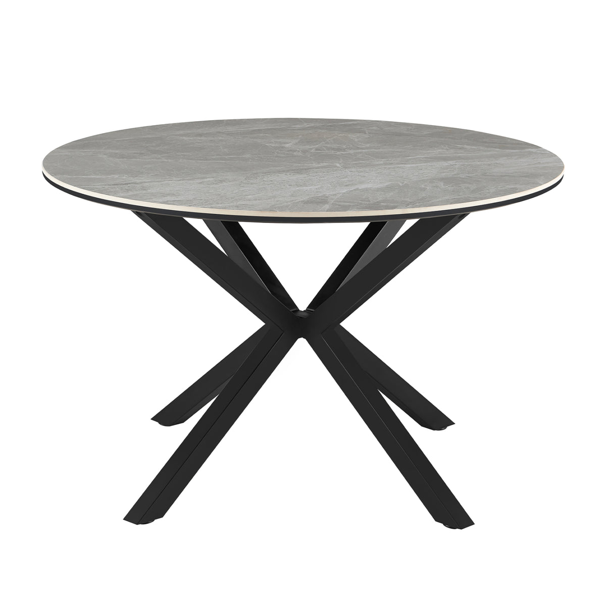 Dining Table Round Eragon Hm18460.03 Sintered Stone Top In Grey Marble Color Φ120x75hcm