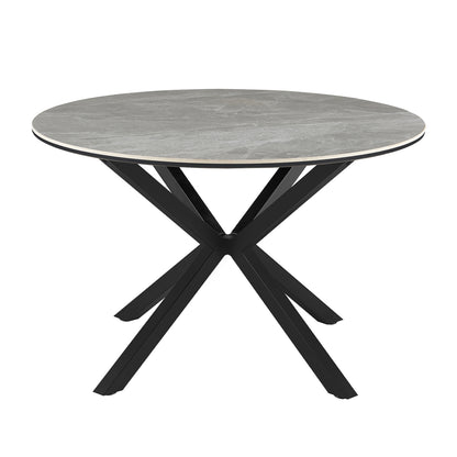 Dining Table Round Eragon Hm18460.03 Sintered Stone Top In Grey Marble Color Φ120x75hcm
